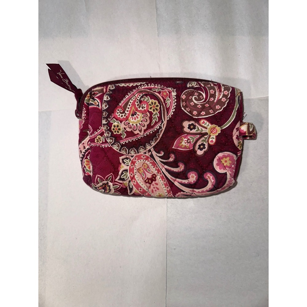 Vera Bradley Piccadilly Plum Quilted Cotton Cosmetic Makeup Bag Pouch Paisley